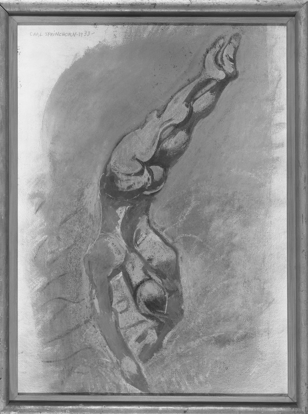 Carl Sprinchorn (American, 1887-1971). <em>The Diver</em>, 1933. Watercolor and pastel on paper, 28 7/8 x 21 in. (73.3 x 53.3 cm). Brooklyn Museum, Gift of Martin Birnbaum, 66.120. © artist or artist's estate (Photo: Brooklyn Museum, 66.120_acetate_bw.jpg)