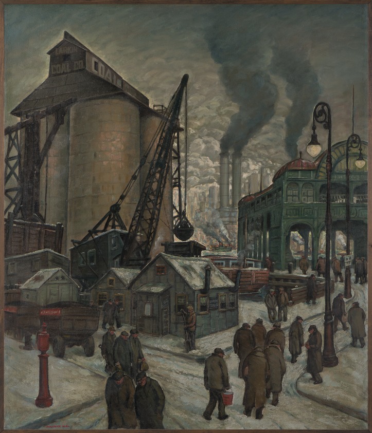 Maurice Kish (American, born Russia, 1898-1987). <em>Job Hunters</em>, 1932-1933. Oil on canvas, frame: 41 x 35 x 2 in. (104.1 x 88.9 x 5.1 cm). Brooklyn Museum, Gift of Mr. and Mrs. Harold M. Levy, 67.181. © artist or artist's estate (Photo: Brooklyn Museum, 67.181_PS20.jpg)