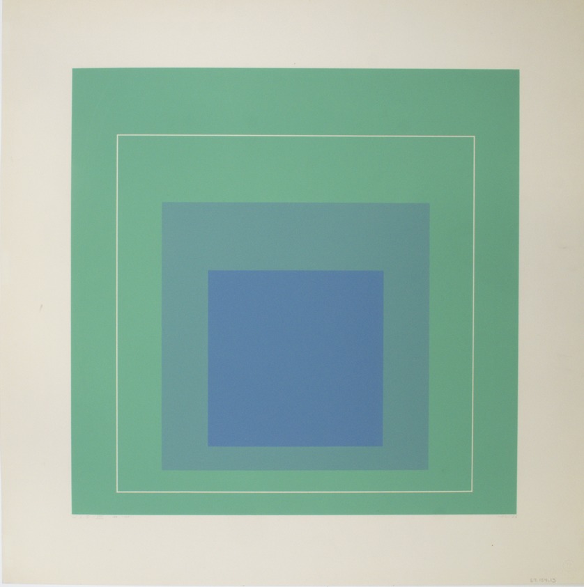 Josef Albers (American, 1888-1976). <em>White Line Squares- III</em>, 1966. Color lithographs on wove Arches paper, Sheet: 20 3/4 x 20 3/4 in. (52.7 x 52.7 cm). Brooklyn Museum, Gift of the artist, 67.184.13. © artist or artist's estate (Photo: Brooklyn Museum, 67.184.13_view1_PS12.jpg)