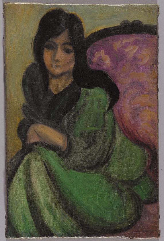 Henri Matisse (Le Cateau-Cambrésis, France, 1869 – 1954, Nice, France). <em>Woman in an Armchair (Femme au fauteuil)</em>, ca. 1916-1917. Oil on canvas, 8 9/16 x 5 5/8 in. (21.7 x 14.3 cm). Brooklyn Museum, Bequest of Laura L. Barnes, 67.24.15. © artist or artist's estate (Photo: Brooklyn Museum, 67.24.15_PS9.jpg)