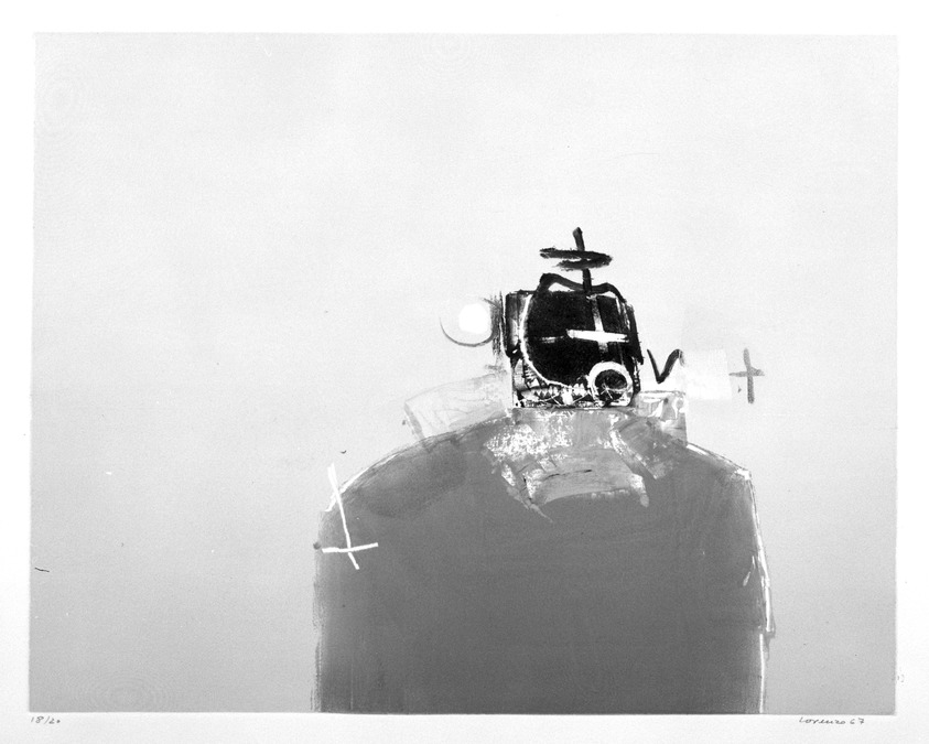 Antonio Lorenzo (Spanish, born 1922). <em>Untitled</em>, 1967. Etching and aquatint on illustration board, 10 7/8 x 13 1/2 in. (27.6 x 34.3 cm). Brooklyn Museum, Gift of the Museo de Arte Abstracto Español through D. Fernando Zobel, 69.28.5. © artist or artist's estate (Photo: Brooklyn Museum, 69.28.5_bw.jpg)