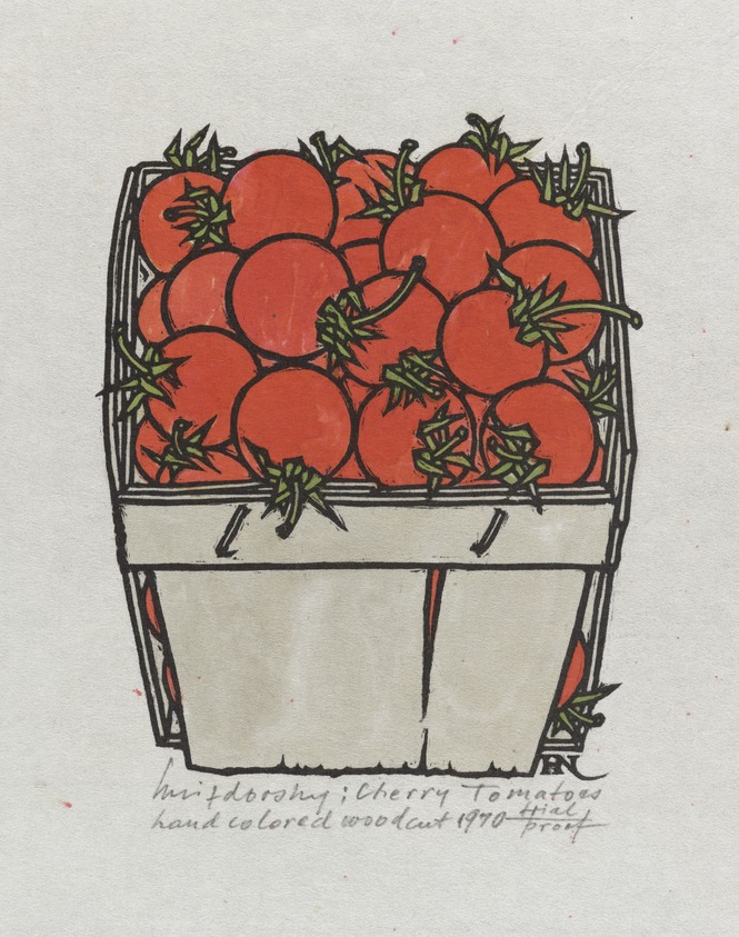 Jacques Hnizdovsky (American, born Ukraine, 1915-1985). <em>Cherry Tomatoes</em>, 1970. Woodcut, Sheet: 25 13/16 x 17 13/16 in. (65.5 x 45.3 cm). Brooklyn Museum, Gift of the Society of American Graphic Artists in memory of John von Wicht, 71.60.31. © artist or artist's estate (Photo: Brooklyn Museum, 71.60.31_PS4.jpg)