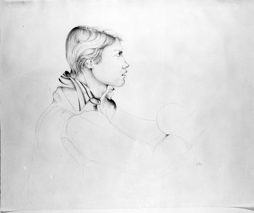 Dan D. Wood (American, born 1942). <em>Bobby Allen</em>, 1971. Graphite on paper, sheet: 18 x 21 7/8 in. (45.7 x 55.6 cm). Brooklyn Museum, Gift of Mr. and Mrs. James A. Van Allen, 72.147. © artist or artist's estate (Photo: Brooklyn Museum, 72.147_bw.jpg)