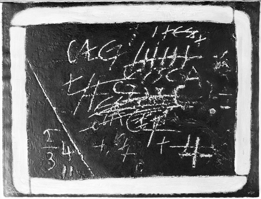 Antoni Tàpies (Spanish, 1923-2012). <em>Pissarra</em>, 1972. Etching and carborundum technique on Guarro paper, Image: 23 5/8 x 30 3/8 in. (60 x 77.2 cm). Brooklyn Museum, Designated Purchase Fund, 73.38. © artist or artist's estate (Photo: Brooklyn Museum, 73.38_bw.jpg)