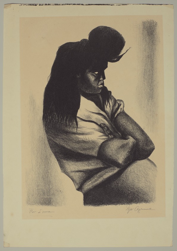 Ignacio Aguirre (Mexican, 1900-1990). <em>Untitled</em>. Lithograph on paper, 12 1/2 x 9 1/8 in. (31.8 x 23.2 cm). Brooklyn Museum, Gift of Dr. and Mrs. Lewis M. Fraad, 74.36.1. © artist or artist's estate (Photo: Brooklyn Museum, 74.36.1_PS20.jpg)