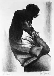 Ignacio Aguirre (Mexican, 1900-1990). <em>Untitled</em>. Lithograph on paper, 12 1/2 x 9 1/8 in. (31.8 x 23.2 cm). Brooklyn Museum, Gift of Dr. and Mrs. Lewis M. Fraad, 74.36.1. © artist or artist's estate (Photo: Brooklyn Museum, 74.36.1_bw.jpg)