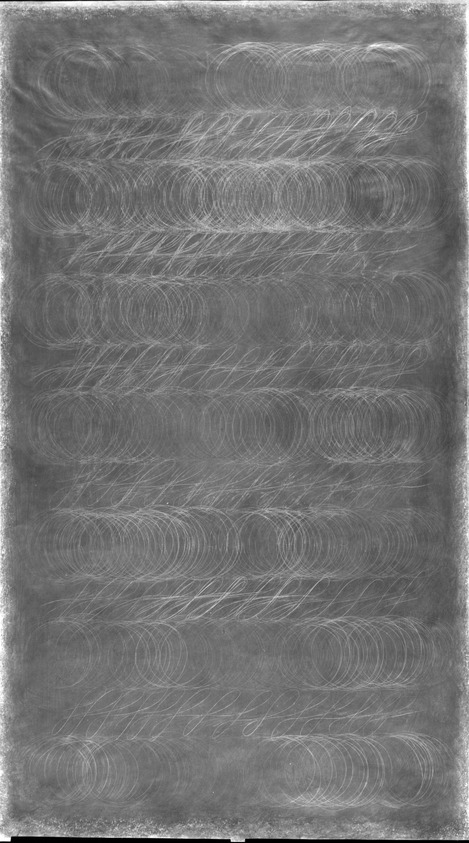 Carol Haerer (American, 1933-2002). <em>Indian Summer</em>, 1976. Copper and silver pencils on acrylic ground, 74 x 42 1/8 in. (188 x 107 cm). Brooklyn Museum, Gift of the artist, 77.154. © artist or artist's estate (Photo: Brooklyn Museum, 77.154_bw.jpg)