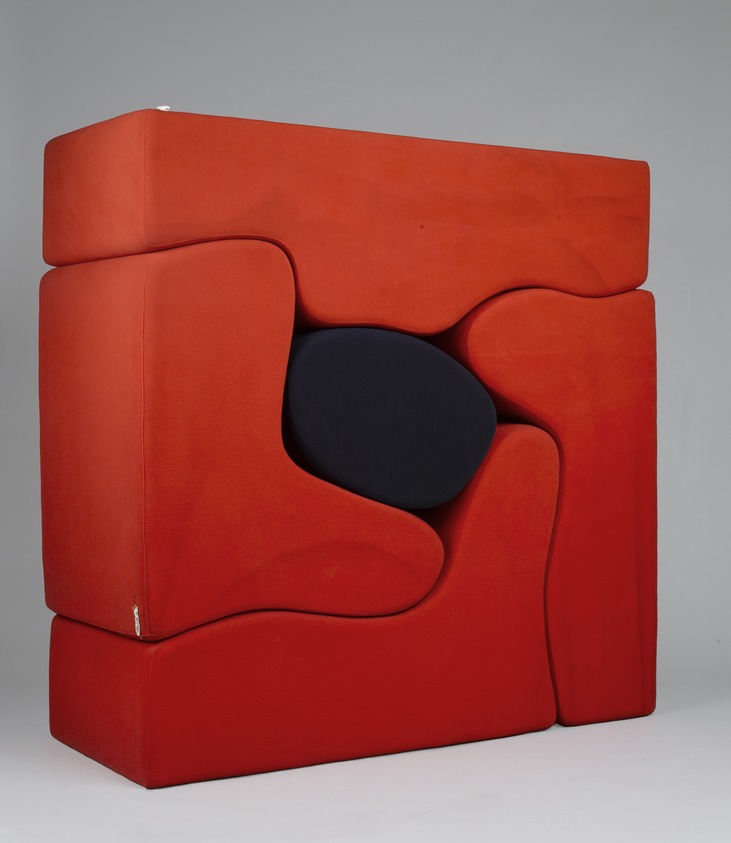 Roberto Matta (Chilean, 1911-2002). <em>One of Five-Piece "Malitte" Cushion System</em>, designed 1966, manufactured ca. 1970. Plush jersey, polyurethane foam, 27 x 48 x 25 in. (68.6 x 121.9 x 63.5 cm). Brooklyn Museum, Gift of Knoll International, Inc., 78.128.2. © artist or artist's estate (Photo: , 78.128.1_78.128.2_78.128.3_78.128.4_78.128.5_PS2.jpg)