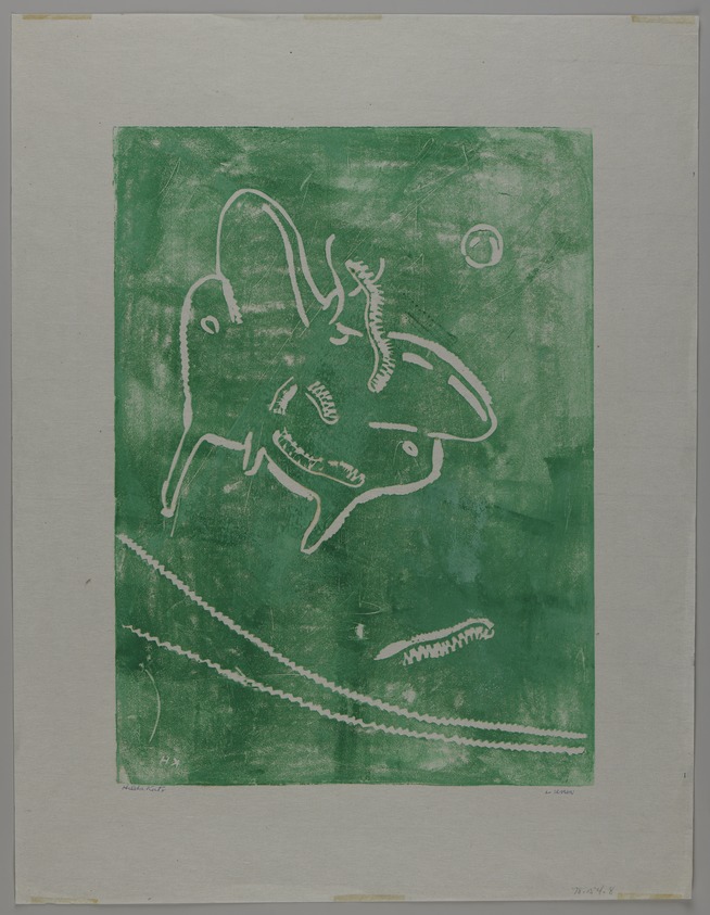 Hilda Katz (American, 1909-1997). <em>Luna</em>, n.d. Linocut block print, on white laid paper, Sheet: 19 7/8 x 15 3/16 in. (50.5 x 38.5 cm). Brooklyn Museum, Gift of Hilda Katz, 78.154.8. © artist or artist's estate (Photo: Brooklyn Museum, 78.154.8_PS20.jpg)