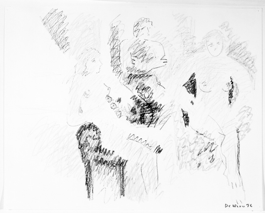 Robert De Niro Sr. (American, 1922-1993). <em>Three Nudes</em>, 1976. Crayon on paper, 18 15/16 x 23 15/16 in. (48.1 x 60.8 cm). Brooklyn Museum, Gift of Poindexter Gallery, 78.158.2. © artist or artist's estate (Photo: Brooklyn Museum, 78.158.2_bw.jpg)