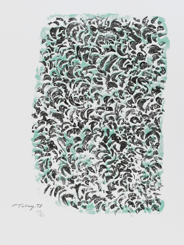 Mark Tobey (American, 1890-1976). <em>Clarte' I</em>, 1973. Lithograph on paper, sheet: 17 1/4 x 14 1/2 in. (43.8 x 36.8 cm). Brooklyn Museum, Gift of Everett Lowe, 78.223.4. © artist or artist's estate (Photo: Brooklyn Museum, 78.223.4_PS4.jpg)