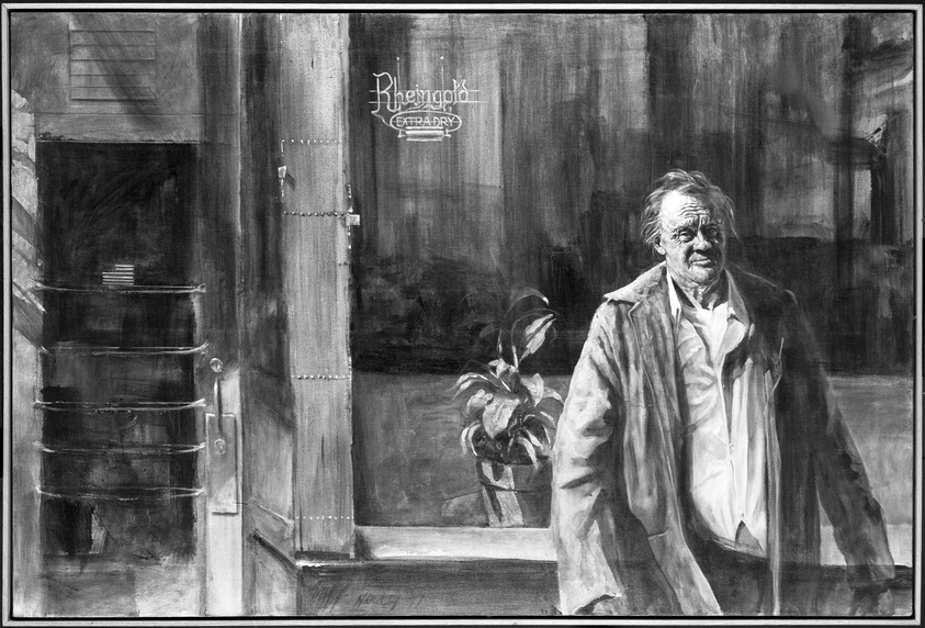 John C. Hardy (American, 1923-2014). <em>Down</em>, 1977. Acrylic on canvas, frame: 66 x 41 1/2 in. (167.6 x 105.4 cm). Brooklyn Museum, Gift of Morris B. Abram, 78.263. © artist or artist's estate (Photo: Brooklyn Museum, 78.263_bw.jpg)