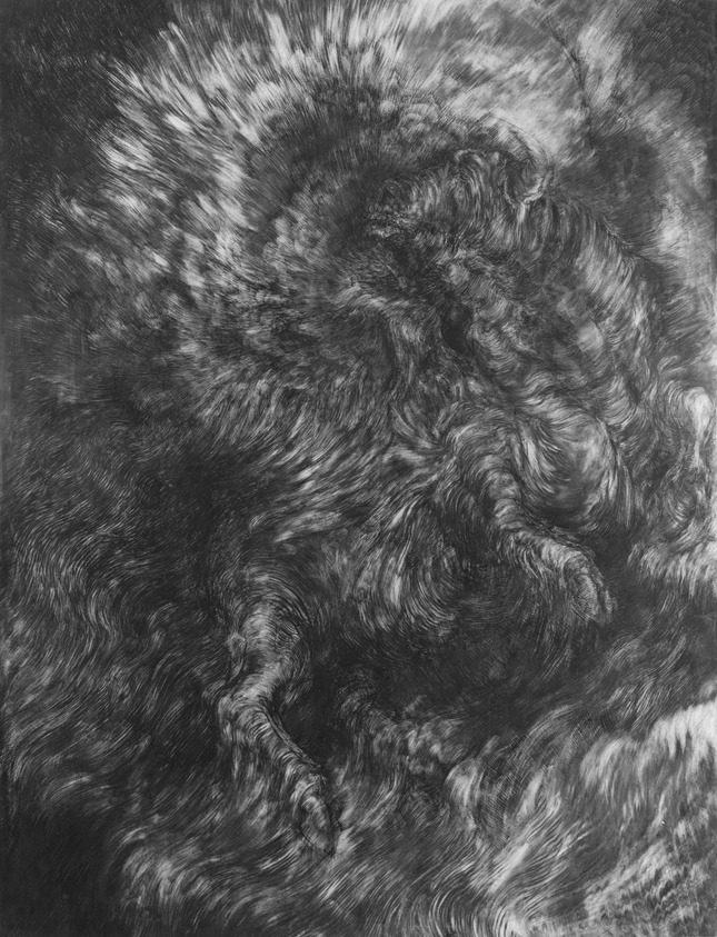 Arnold Bittleman (American, 1933–1985). <em>Winged Bull</em>, 1960–1964. Pastel on paper, 75 7/8 x 58 3/4 in. (192.7 x 149.2 cm). Brooklyn Museum, Gift of Mrs. Walter N. Pharr, 79.157. © artist or artist's estate (Photo: Brooklyn Museum, 79.157_bw.jpg)