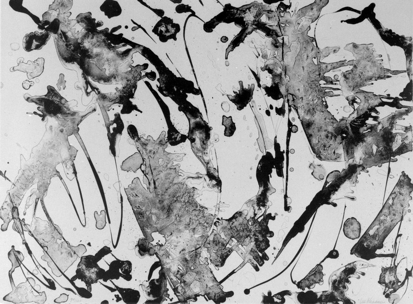 Lee Krasner (American, 1908-1984). <em>Pink Stone</em>, 1969. Lithograph, 21 7/8 x 29 1/4 in. (55.6 x 74.3 cm). Brooklyn Museum, Gift of Robert H. Haggarty, 79.207.5. © artist or artist's estate (Photo: Brooklyn Museum, 79.207.5_bw.jpg)