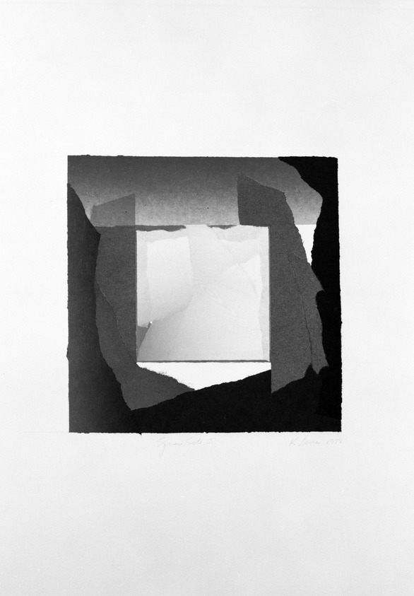 Kathy Gura (American, born 1951). <em>Square Site I</em>, 1978. Lithograph and emboss with chine collé, sheet: 22 1/4 x 15 7/8 in.  (56.5 x 40.3 cm);. Brooklyn Museum, Gift of ADI Gallery, 79.37.9. © artist or artist's estate (Photo: Brooklyn Museum, 79.37.9_bw.jpg)