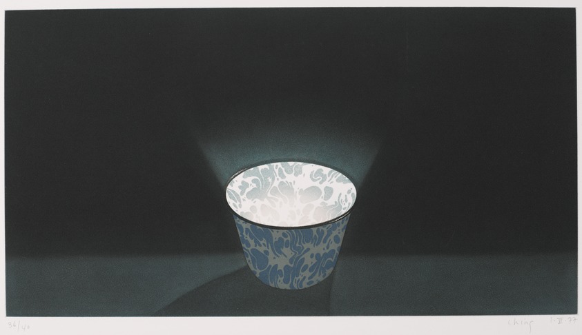 Ching Ho Cheng (American, 1946-1989). <em>The Bowl</em>, 1977. Aquatint, Image: 10 7/8 x 20 3/16 in. (27.6 x 51.2 cm). Brooklyn Museum, Gift of Gloria Cortella Gallery, 79.41. © artist or artist's estate (Photo: Brooklyn Museum, 79.41_PS9.jpg)