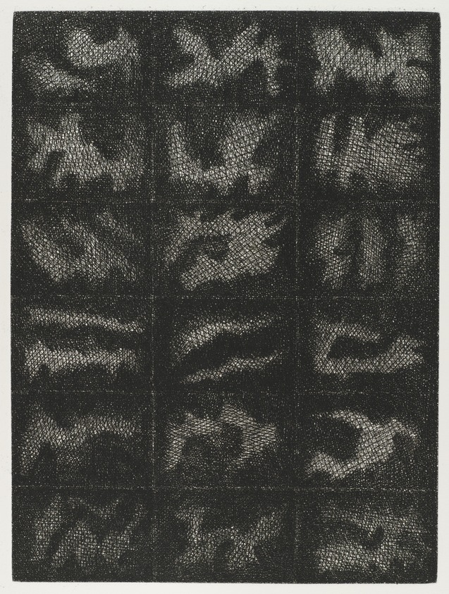 John Himmelfarb (American, born 1946). <em>Plot Outline</em>, 1979. Etching, Sheet: 15 15/16 x 12 15/16 in. (40.5 x 32.8 cm). Brooklyn Museum, Designated Purchase Fund, 80.91.2. © artist or artist's estate (Photo: Brooklyn Museum, 80.91.2_PS4.jpg)