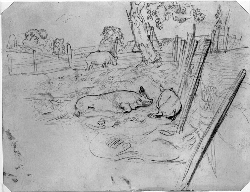Edward Finley Boyd (American, 1878-1964). <em>[Untitled ] (Two Sided Drawing)</em>, n.d. Charcoal, graphite, and watercolor on paper, sheet: 8 5/16 x 10 5/8 in. (21.1 x 27 cm). Brooklyn Museum, Gift of Mr. and Mrs. John W. Boyd, 81.14.2a-b. © artist or artist's estate (Photo: Brooklyn Museum, 81.14.2b_bw.jpg)