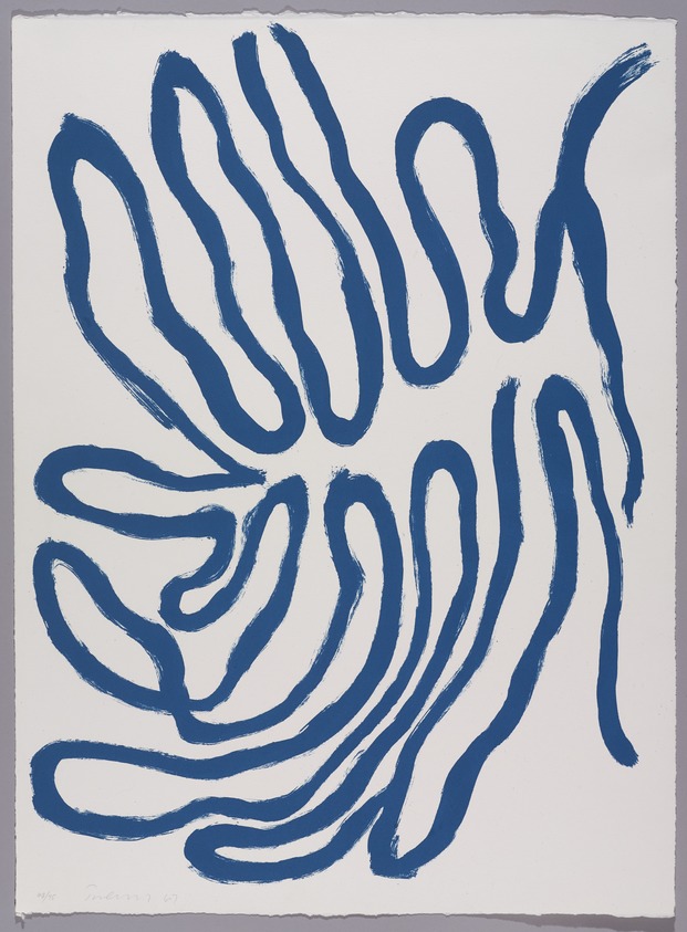 William Turnbull (Scottish, born 1922). <em>Blue Leaf Form</em>, 1967. Lithograph on paper, sheet: 31 1/4 x 23 in. (79.4 x 58.4 cm). Brooklyn Museum, Gift of Wolf Kahn and Emily Mason, 81.235.2. © artist or artist's estate (Photo: Brooklyn Museum, 81.235.2_PS9.jpg)