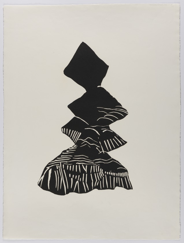 Martha Diamond (American, 1944–2023). <em>Landscape/Domicile</em>, probably 1978. Linocut, Sheet: 30 11/16 x 23 1/4 in. (78 x 59 cm). Brooklyn Museum, Gift of Alex Katz, 81.236.3. © artist or artist's estate (Photo: Brooklyn Museum, 81.236.3_PS20.jpg)