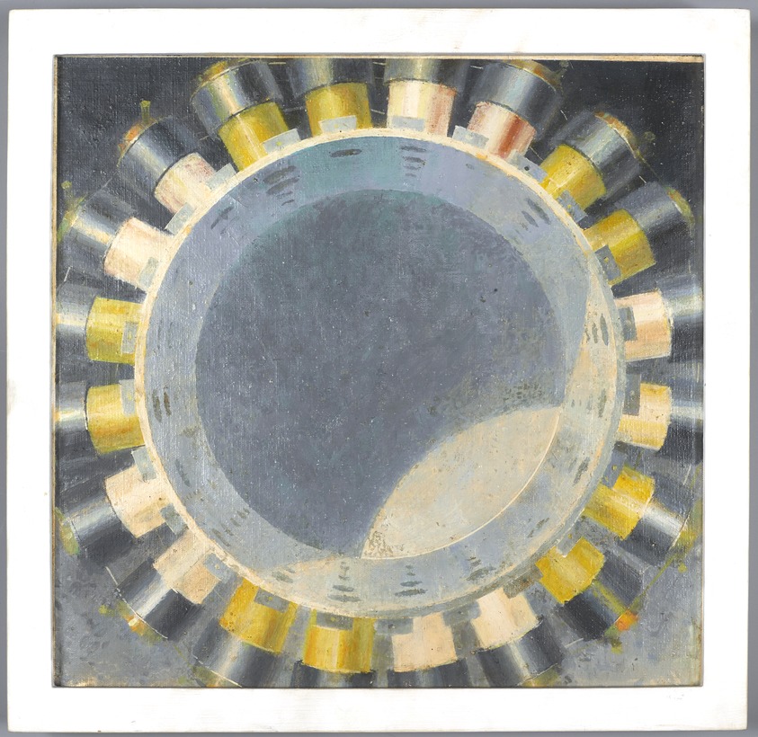 Walter Tandy Murch (American, born Canada, 1907-1967). <em>[Untitled] (Giant Scintillation Counter)</em>, circa 1955. Oil on canvas board, 17 3/4 x 18 1/4 in. (45.1 x 46.4 cm). Brooklyn Museum, GIft of Frank and Jeff Lavaty, 81.307. © artist or artist's estate (Photo: Brooklyn Museum, 81.307_PS4.jpg)