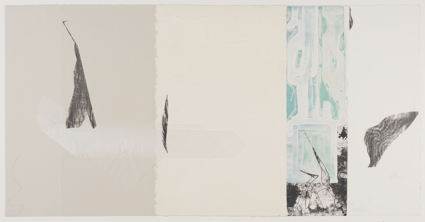 Bimal Banerjee (American, born India, 1939). <em>Who Cares What People Think, Series #9</em>, 1980. Carbon transfer, Origami-collage of tissue paper, etching, embossing, monotype, lithograph and pencil, stencil on paper, collage with mixed papers, on Arches paper, sheet: 15 1/4 x 29 1/2 in. Brooklyn Museum, Gift of Bimal Banerjee in memory of his parents, Dashu Rathee and Madhabilata Banerjee, 82.7.2. © artist or artist's estate (Photo: Brooklyn Museum, 82.7.2_PS11.jpg)