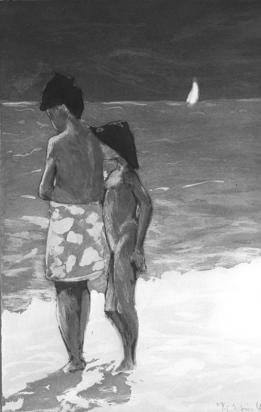 Eric Fischl (American, born 1948). <em>Etching from "Year of the Drowned Dog,"</em> 1983. Etching, Composition/ Sheet: 12 1/2 x 9 3/4 in. (31.8 x 24.8 cm). Brooklyn Museum, Carll H. de Silver Fund, 83.224.2. © artist or artist's estate (Photo: Brooklyn Museum, 83.224.2_bw.jpg)