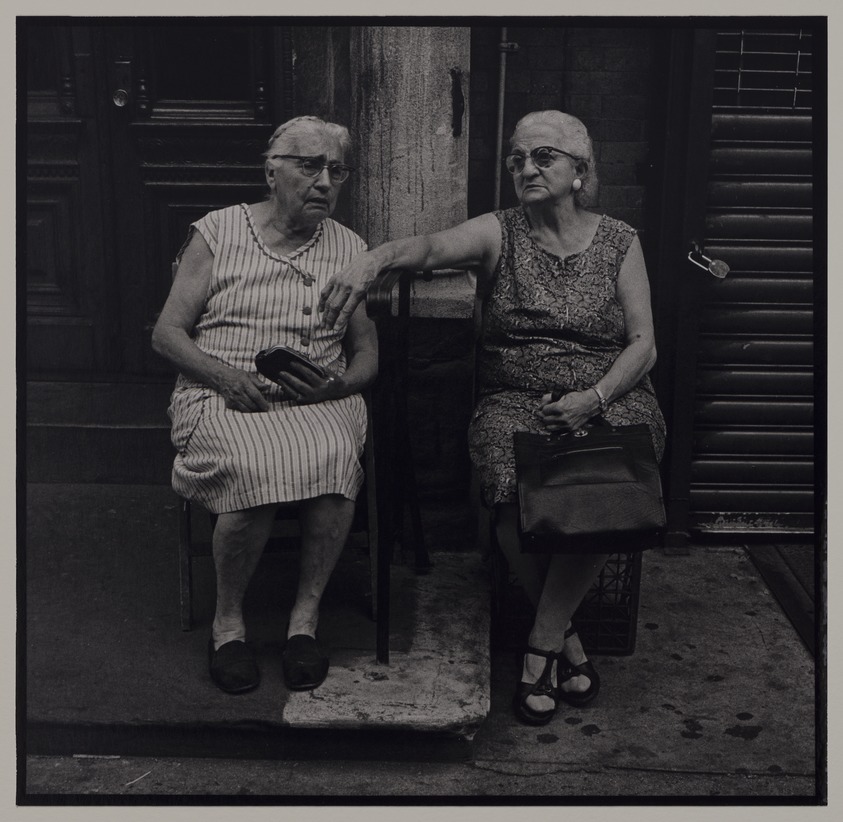 Victor Friedman (American, born 1930). <em>Two Women on Stoop, Lower Manhattan</em>, 1980. Gelatin silver print, image: 7 3/8 x 7 15/16 in. (18.7 x 20.2 cm). Brooklyn Museum, Gift of the artist, 83.76.5. © artist or artist's estate (Photo: Brooklyn Museum, 83.76.5_PS20.jpg)