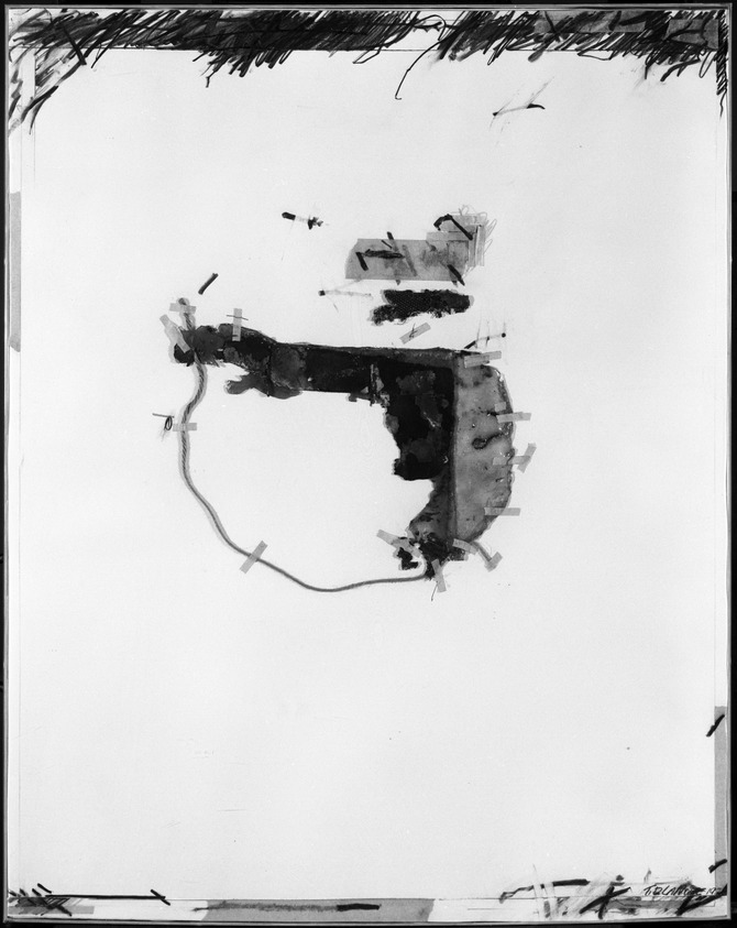 Terence LaNoue (American, born 1941). <em>Mauretania Series I</em>, 1972. Mixed media including crayon, rope, tape and latex on paper, 28 x 22 1/2 in. (71.1 x 57.2 cm). Brooklyn Museum, Gift of Joel Ehrenkranz, 85.174.1. © artist or artist's estate (Photo: Brooklyn Museum, 85.174.1_bw.jpg)