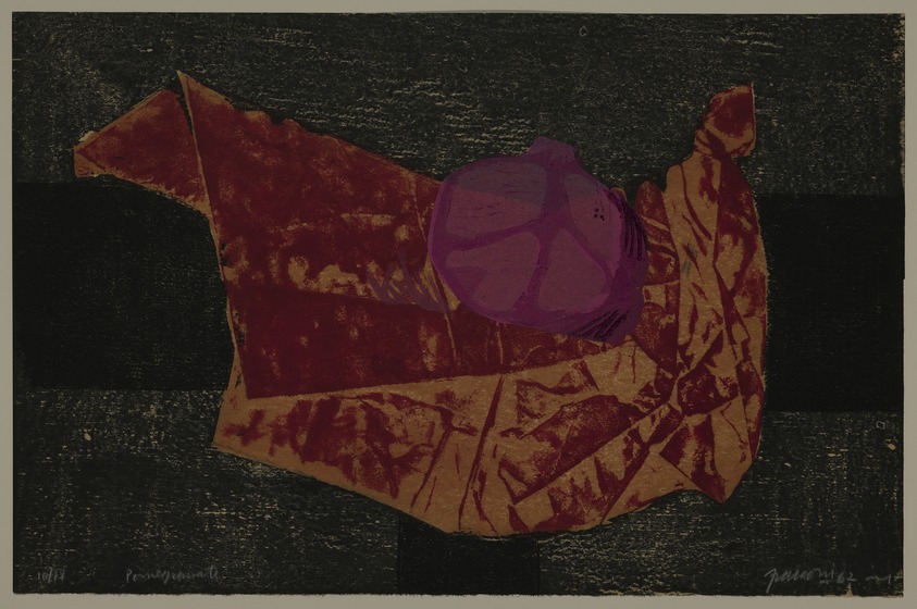 Antonio Frasconi (American, born Argentina, 1919–2013). <em>Pomegranate</em>, 1962. Woodcut in color on Japanese paper, Sheet: 11 13/16 x 18 1/8 in. (30 x 46 cm). Brooklyn Museum, Gift of IBM Gallery of Science and Art, 85.187.18. © artist or artist's estate (Photo: Brooklyn Museum, 85.187.18_PS20.jpg)