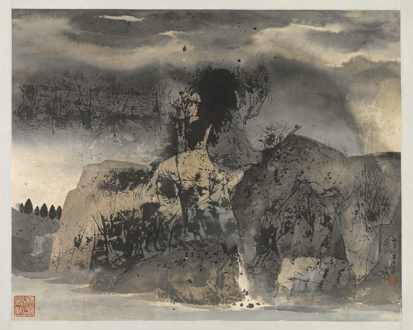 C. C. Wang (Chinese, 1907–2003). <em>Landscape</em>, 1972. Ink and light color on paper, Overall: 29 1/2 x 36 1/2 in. (74.9 x 92.7 cm). Brooklyn Museum, Gift of Mr. and Mrs. Kenneth King, 85.277. © artist or artist's estate (Photo: Brooklyn Museum, 85.277_PS1.jpg)