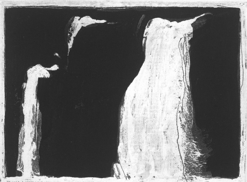 Bryan Hunt (American, born 1947). <em>One Print from Five Falls Portfolio</em>, ca. 1978. Etching, Sheet: 20 x 13 in. (50.8 x 33 cm). Brooklyn Museum, Purchased with funds given by the Louis Comfort Tiffany Foundation, 85.37. © artist or artist's estate (Photo: Brooklyn Museum, 85.37_bw.jpg)