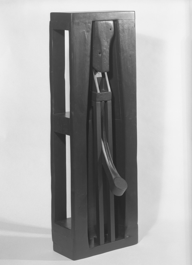 Sandra Mackintosh. <em>Min</em>. Wood, painted black, 51 9/16 x 17 1/2 x 14 7/16 in. (131 x 44.5 x 36.7 cm). Brooklyn Museum, Anonymous gift, 85.81.2a-b. © artist or artist's estate (Photo: Brooklyn Museum, 85.81.2a-b_bw.jpg)