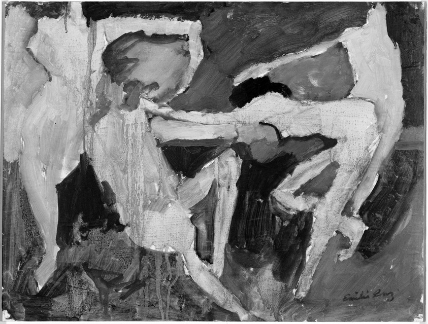 Emilio Cruz (American, born 1938). <em>Untitled</em>, 1962. Oil on paper mounted on foam-core, 17 3/4 x 23 3/4 in. (45.1 x 60.3 cm). Brooklyn Museum, Gift of Virginia M. Zabriskie, 86.282. © artist or artist's estate (Photo: Brooklyn Museum, 86.282_bw.jpg)