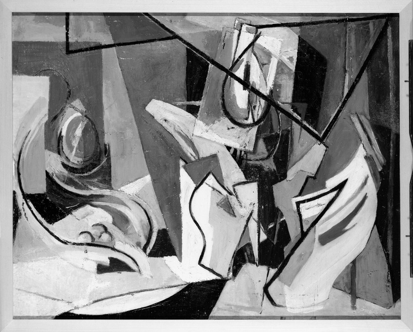 Jane Piper (American, 1916-1991). <em>Untitled</em>, ca. 1939-1941. Oil on panel, frame: 25 1/4 x 31 in. (64.1 x 78.7 cm). Brooklyn Museum, Gift of Jan C. Baltzell, 87.236. © artist or artist's estate (Photo: Brooklyn Museum, 87.236_framed_bw.jpg)