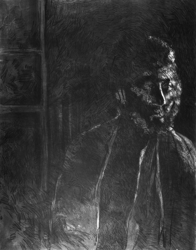 George Segal (American, 1924-2000). <em>Helen III</em>, 1986-1987. Aquatint, soft-ground and drypoint on paper, sheet: 51 x 40 3/8 in. (129.5 x 102.5 cm). Brooklyn Museum, Gift of Carroll Janis, 87.247.4. © artist or artist's estate (Photo: Brooklyn Museum, 87.247.4_bw.jpg)