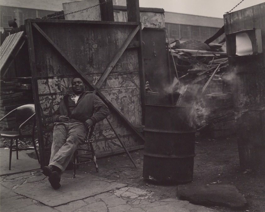 Jack Lessinger (American, 1911–1987). <em>Brooklyn, NY (Seated Black Man)</em>, 1948. Gelatin silver print, sheet: 8 x 10 in. (20.3 x 25.4 cm). Brooklyn Museum, Gift of Minnie Lessinger, 88.129.4. © artist or artist's estate (Photo: Brooklyn Museum, 88.129.4.jpg)