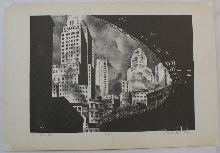 Mark Freeman (American, 1908–1975). <em>Second Avenue El</em>, 1933. Lithograph on wove paper, Sheet: 12 3/4 x 18 5/8 in. (32.4 x 47.3 cm). Brooklyn Museum, Frederick Loeser Fund, 1989.41. © artist or artist's estate (Photo: Brooklyn Museum, CUR.1989.41.jpg)