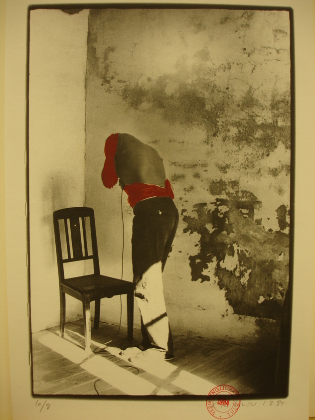 Kaspar Thomas Linder (Swiss, born 1951). <em>August 1, 1984</em>, 1984. Gelatin silver photograph with applied red paint, Sheet: 15 x 10 1/4 in. Brooklyn Museum, Gift of Marcuse Pfeifer, 1990.119.52. © artist or artist's estate (Photo: Brooklyn Museum, CUR.1990.119.52.jpg)