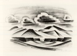 Arnold Ronnebeck (American, 1885-1947). <em>Rio Grande Canyon, New Mexico</em>, 1931. Lithograph on wove paper, Image: 9 13/16 x 14 in. (25 x 35.5 cm). Brooklyn Museum, Gift of Gertrude W. Dennis, 1991.153.29. © artist or artist's estate (Photo: Brooklyn Museum, CUR.1991.153.29_print.jpg)