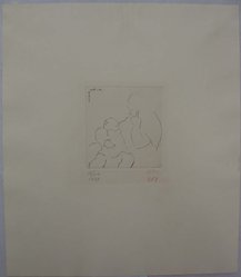 Milton Avery (American, 1885-1965). <em>Nursing Baby</em>, 1933. Etching on off-white wove paper, Image: 4 5/16 x 4 1/8 in. (11 x 10.4 cm). Brooklyn Museum, Bequest of Ivor Green and Augusta Green, 1992.273.1. © artist or artist's estate (Photo: Brooklyn Museum, CUR.1992.273.1.jpg)