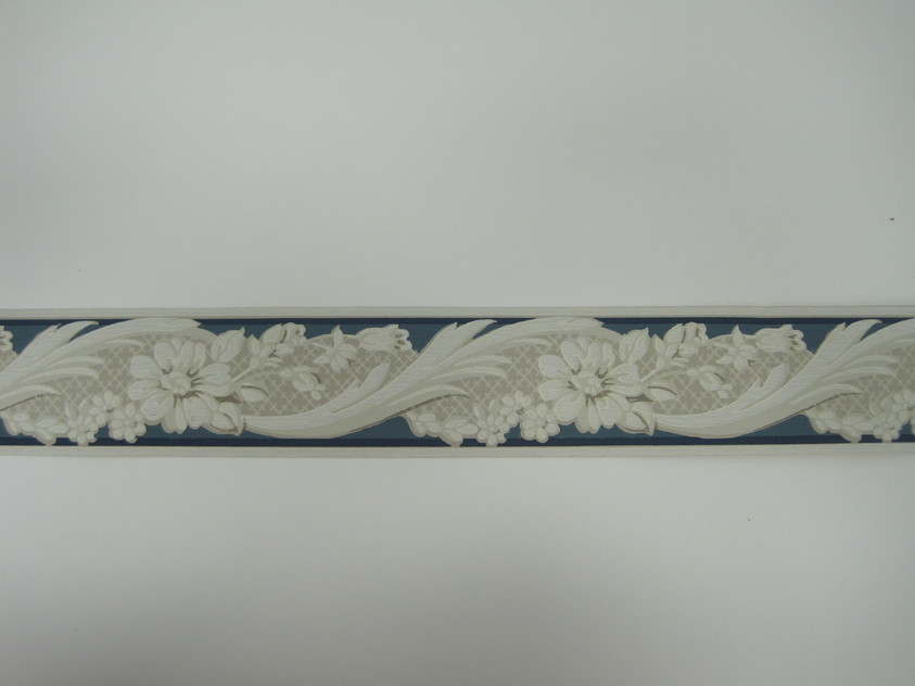 Trimz Company, Inc.. <em>'Border Paper, 'Rococo (Blue), Pattern 2065'</em>, ca. 1950. Printed paper, height: 3in. (7.6 cm). Brooklyn Museum, Gift of Kevin L. Stayton, 1992.97.3. © artist or artist's estate (Photo: Brooklyn Museum, CUR.1992.97.3.jpg)