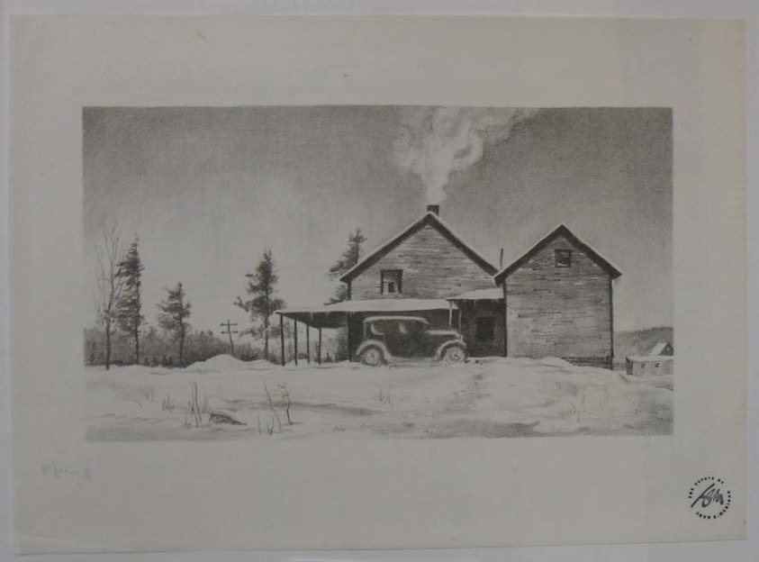John C. Menihan (American, 1908-1992). <em>Leon's House</em>, ca. 1936. Lithograph on thin laid paper, Image: 4 7/8 x 8 11/16 in. (12.4 x 22.1 cm). Brooklyn Museum, Gift of the family of John C. Menihan, 1993.223.1. © artist or artist's estate (Photo: Brooklyn Museum, CUR.1993.223.1.jpg)