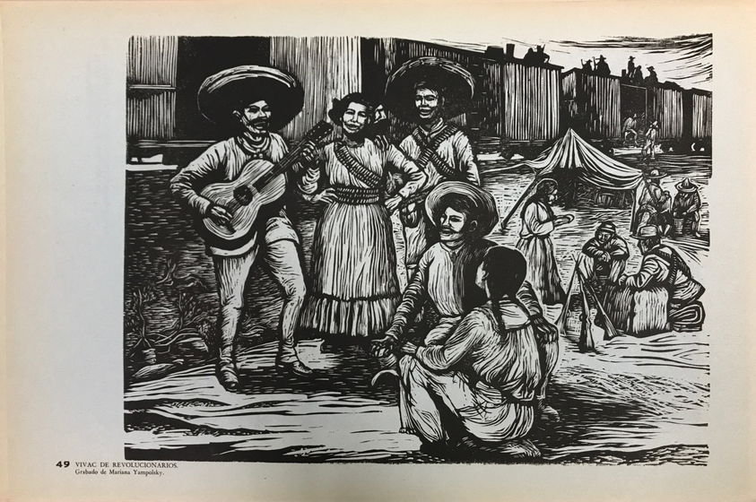 Taller de Gráfica Popular (founded Mexico City, 1937). <em>Vivac De Revolucionarios</em>, 1947. Relief print on paper, sheet: 10 11/16 x 15 13/16 in. (27.1 x 40.2 cm). Brooklyn Museum, Emily Winthrop Miles Fund, 1996.152.34. © artist or artist's estate (Photo: , CUR.1996.152.34.jpg)