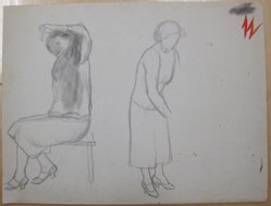 James Brooks (American, 1906-1992). <em>[Untitled] (Female Seated and Female Standing)</em>, n.d. Graphite on paper, Sheet: 16 x 21 in. (40.6 x 53.3 cm). Brooklyn Museum, Gift of Charlotte Park Brooks in memory of her husband, James David Brooks, 1996.54.108. © artist or artist's estate (Photo: Brooklyn Museum, CUR.1996.54.108.jpg)