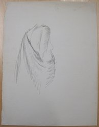 James Brooks (American, 1906-1992). <em>[Untitled] (Draped Female Nude as Seen from Behind)</em>, n.d. Charcoal on paper, Sheet: 21 x 16 in. (53.3 x 40.6 cm). Brooklyn Museum, Gift of Charlotte Park Brooks in memory of her husband, James David Brooks, 1996.54.109. © artist or artist's estate (Photo: Brooklyn Museum, CUR.1996.54.109.jpg)