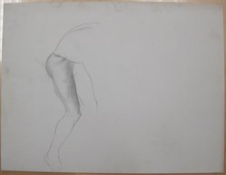 James Brooks (American, 1906-1992). <em>[Untitled] (Lower Portion of Nude as Seen in Profile)</em>, n.d. Graphite on paper, Sheet: 16 x 21 in. (40.6 x 53.3 cm). Brooklyn Museum, Gift of Charlotte Park Brooks in memory of her husband, James David Brooks, 1996.54.116. © artist or artist's estate (Photo: Brooklyn Museum, CUR.1996.54.116.jpg)