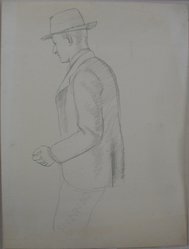 James Brooks (American, 1906-1992). <em>[Untitled] (Standing Male Clothed)</em>, n.d. Graphite on paper, Sheet: 21 x 16 in. (53.3 x 40.6 cm). Brooklyn Museum, Gift of Charlotte Park Brooks in memory of her husband, James David Brooks, 1996.54.118. © artist or artist's estate (Photo: Brooklyn Museum, CUR.1996.54.118.jpg)