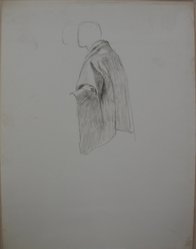 James Brooks (American, 1906-1992). <em>[Untitled] (Half a Figure with Jacket)</em>, n.d. Charcoal on paper, Sheet: 21 x 16 in. (53.3 x 40.6 cm). Brooklyn Museum, Gift of Charlotte Park Brooks in memory of her husband, James David Brooks, 1996.54.125. © artist or artist's estate (Photo: Brooklyn Museum, CUR.1996.54.125.jpg)
