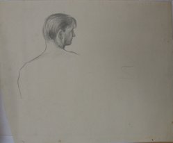 James Brooks (American, 1906-1992). <em>[Untitled] (Man's Head)</em>, n.d. Graphite on paper, Sheet: 13 13/16 x 16 3/4 in. (35.1 x 42.5 cm). Brooklyn Museum, Gift of Charlotte Park Brooks in memory of her husband, James David Brooks, 1996.54.127. © artist or artist's estate (Photo: Brooklyn Museum, CUR.1996.54.127.jpg)